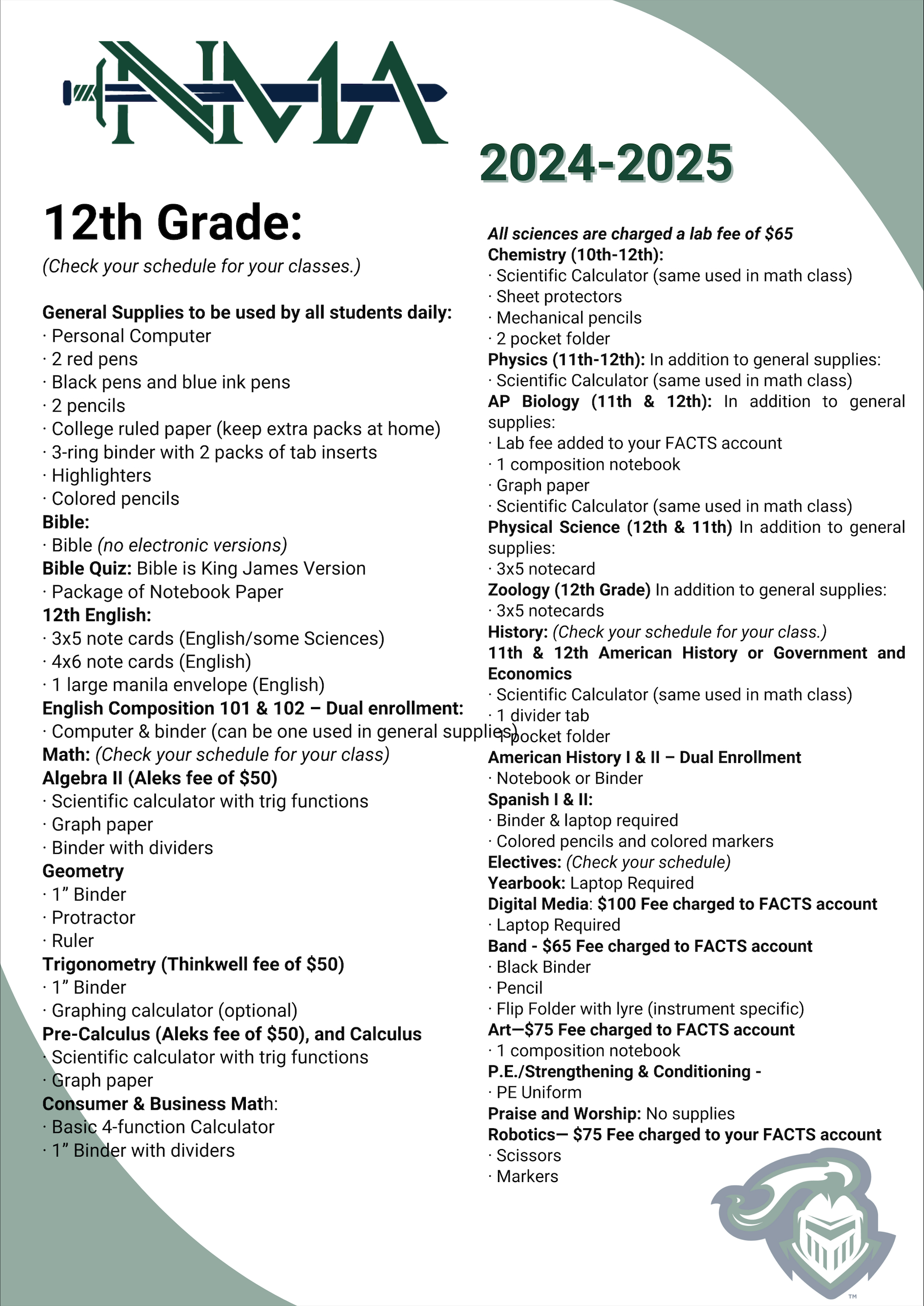Northside Methodist Academy Supply Lists & Dress Codes